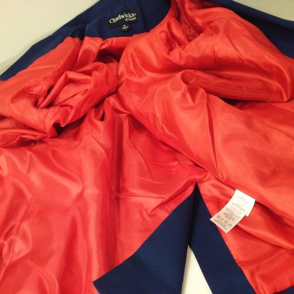 Vintage Y2K Blazer Chadwicks of Boston Floral Embroidered Ladies-8(M) Navy - Picture 8 of 12